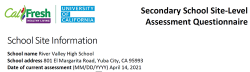 TRIENNIAL ASSESSMENT RESULTS